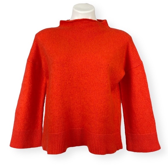 SMINFINITY 100% Cashmere Orange Thick Heavy Chunky Knit Boxy Mock Neck Sweater M - Picture 2 of 16